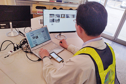 報告結果から報告書を自動作成現場写真も自動で登録