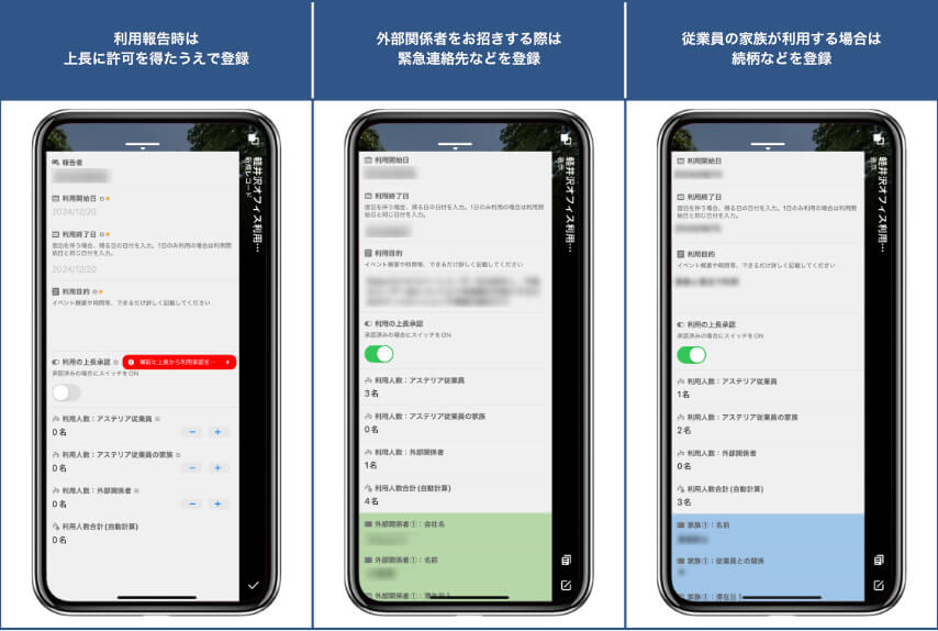 軽井沢オフィス利用報告アプリ